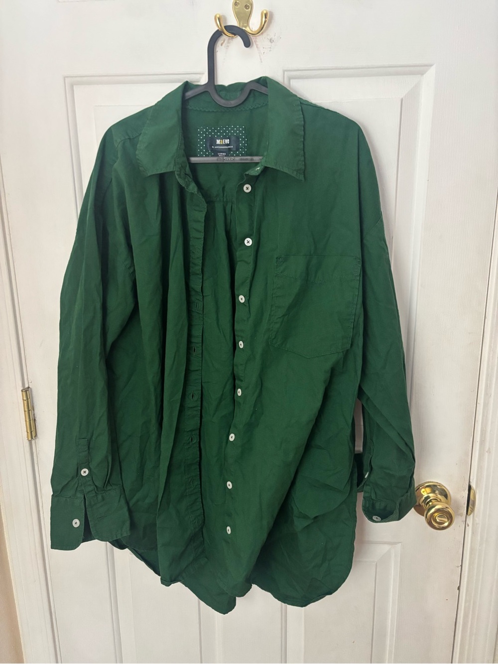 Anthropologie Emerald Green Button-Down Shirt